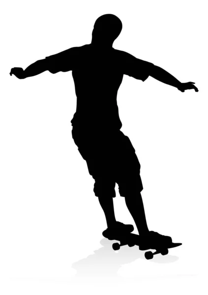 Very High Quality Highly Detailed Skating Skateboarder Silhouette — Stock Vector