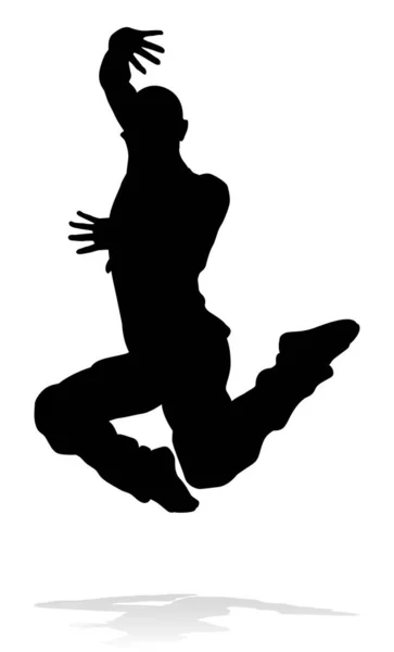 Manlig Streetdance Hip Hop Dansare Silhouette — Stock vektor
