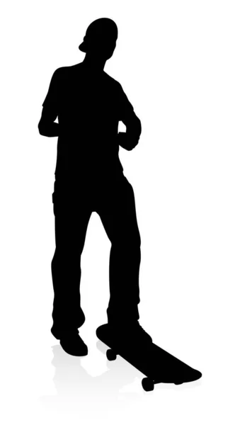 Very High Quality Highly Detailed Skating Skateboarder Silhouette — Stock Vector