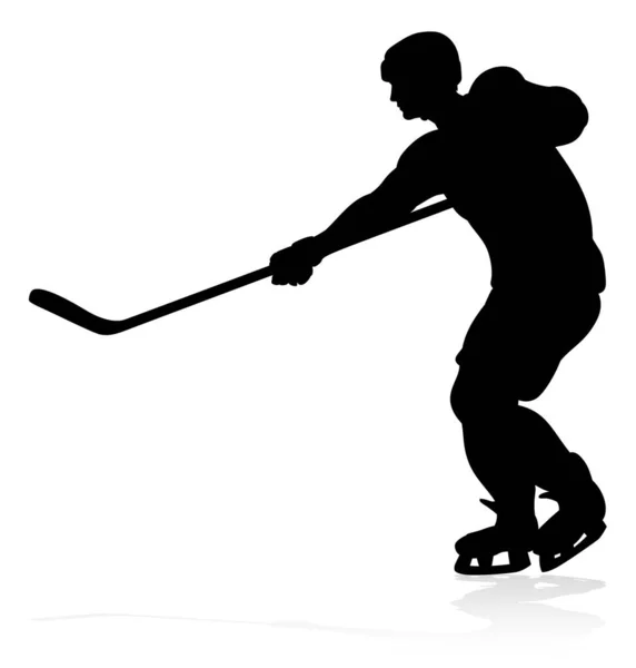 Een Gedetailleerde Silhouet Hockey Speler Sport Illustratie — Stockvector