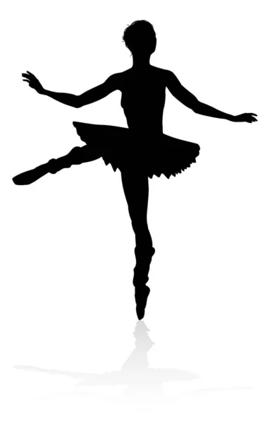 Uma Silhueta Detalhada Alta Qualidade Uma Dançarina Balé Dançando Uma — Vetor de Stock