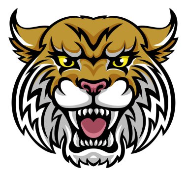 An angry looking wildcat or bobcat mascot animal character clipart