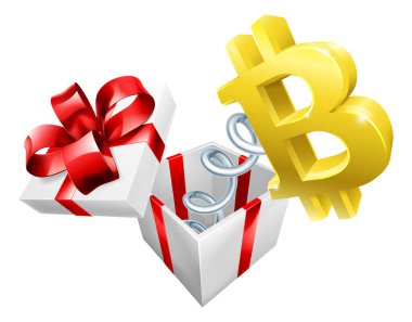 Elinde Bitcoin sembolü olan bir kriko yay üzerinde zıplıyor.