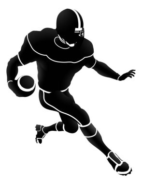 Detailed silhouette American Football player charging clipart