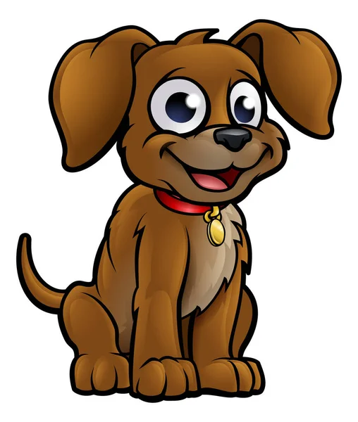 Bonito Desenho Animado Cão Personagem Ilustração — Vetor de Stock