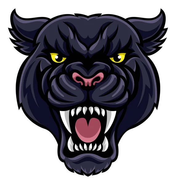 Eine Wütend Aussehende Schwarze Panther Maskottchen Tierfigur — Stockvektor
