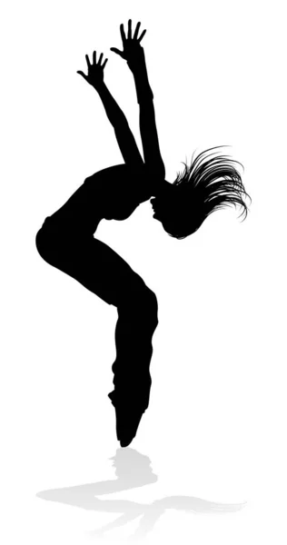 Woman Street Dance Hip Hop Dancer Silhouette — Stock Vector