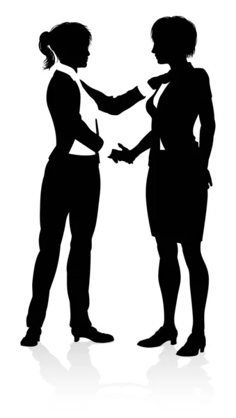 Business People Office Workers Shaking Hands Silhouette — Stock Vector