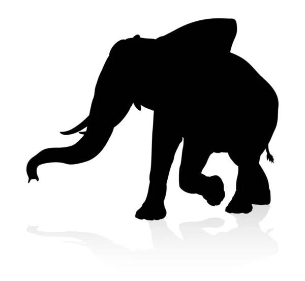 Una Silueta Animal Safari Elefante — Vector de stock