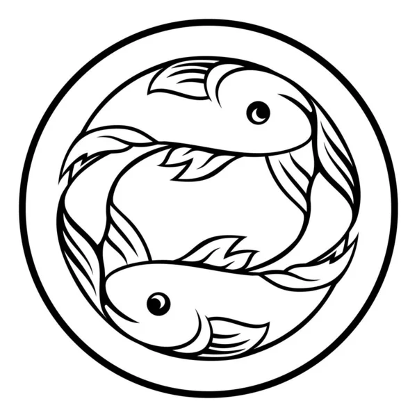 Круглая Икона Знака Зодиака Рыбного Гороскопа — стоковый вектор