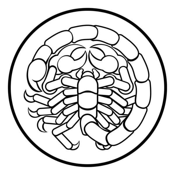 Ein Kreisförmiges Skorpion Horoskop Astrologie Tierkreiszeichen Symbol — Stockvektor