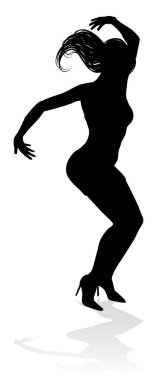 Siluet içinde dans eden bir kadın dansçı.