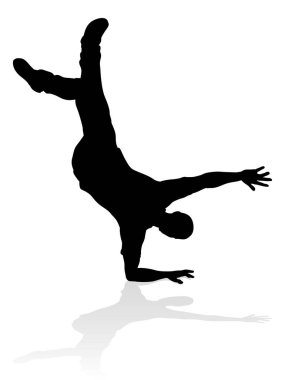 Siluet bir erkek sokak dans hip hop dansçısı