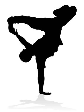 Siluet bir erkek sokak dans hip hop dansçısı