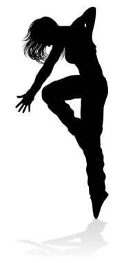 Siluet içinde bir kadın sokak dansı hip hop dansçısı.
