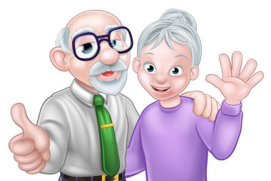 Çizgi filmlerde yaşlı dedeler, yaşlı nineler karı koca el sallıyor, koca da baş parmak sallıyor.