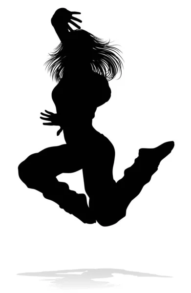 Una Ballerina Street Dance Hip Hop Dalla Silhouette Femminile — Vettoriale Stock