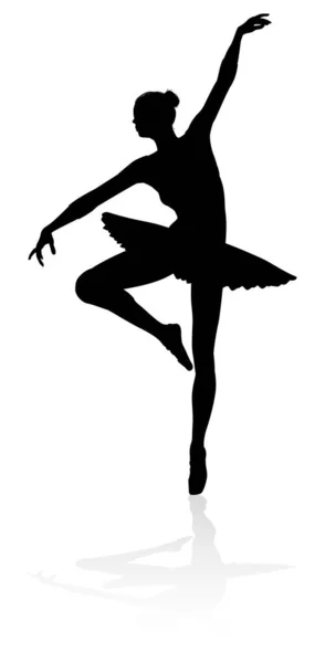 ポーズやポジションで踊るシルエットバレエダンサー — ストックベクタ