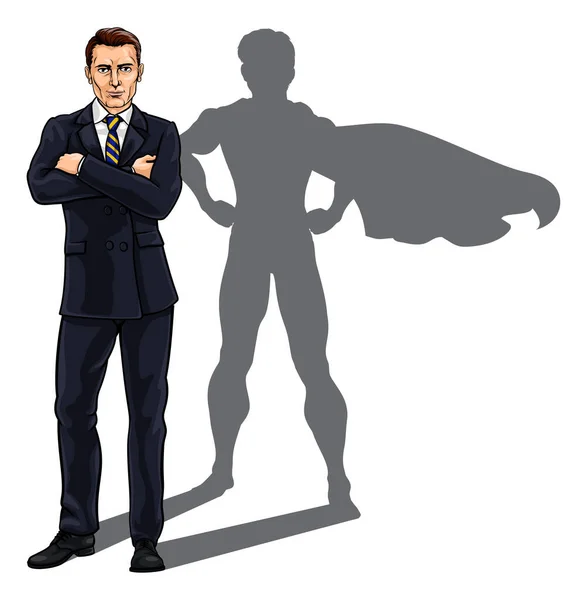 Conceito Negócio Homem Negócios Revelado Como Super Herói Por Sua — Vetor de Stock
