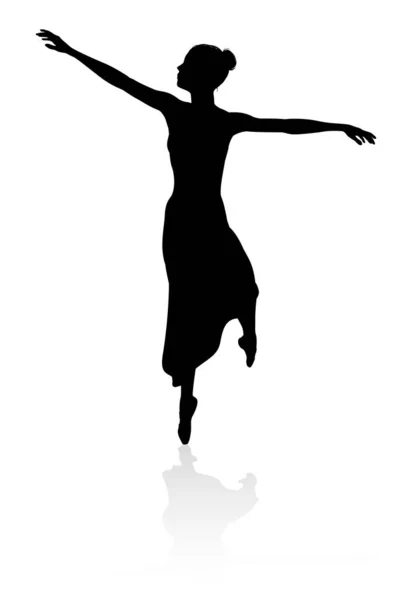 Uma Silhueta Detalhada Alta Qualidade Uma Dançarina Balé Dançando Uma — Vetor de Stock