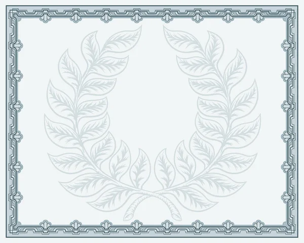 Winners Qualification Certificate Background Template Laurel Wreath Motif — Stock Vector