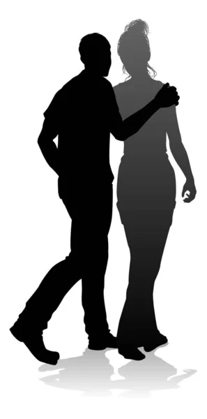 Menschen Silhouette Eines Jungen Mannes Und Einer Jungen Frau Wahrscheinlich — Stockvektor