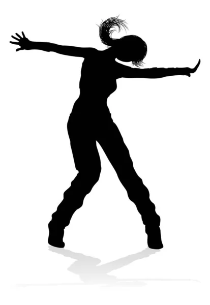 Woman Street Dance Hip Hop Dancer Silhouette — Stock Vector