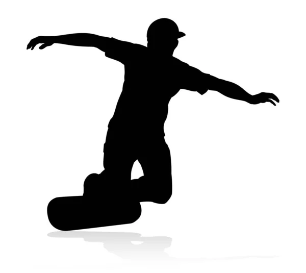 Silueta Skateboarder Muy Alta Calidad Muy Detallada — Archivo Imágenes Vectoriales