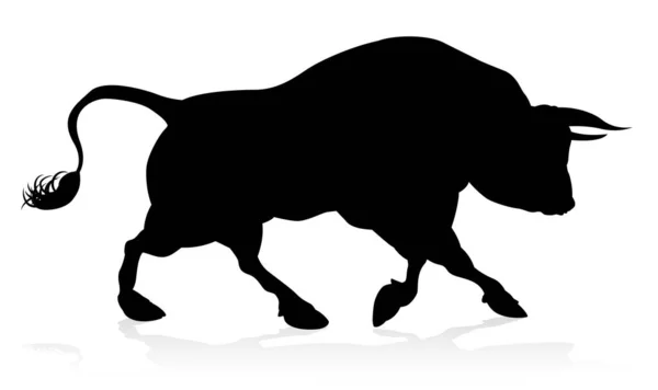 High Quality Detailed Bull Male Cow Cattle Animal Silhouette — Image vectorielle