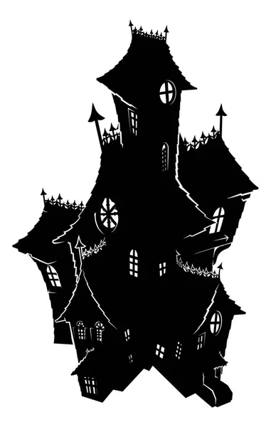 Ein Gespenstisches Geisterhaus Halloween Silhouette — Stockvektor