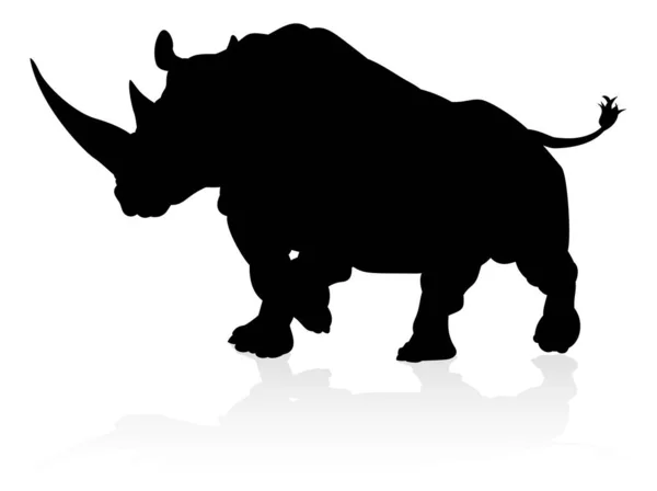Rhino Rhinoceros Safari Animal Silhouette — Stock Vector