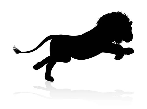 Male Lion Safari Animal Silhouette — Stockvector