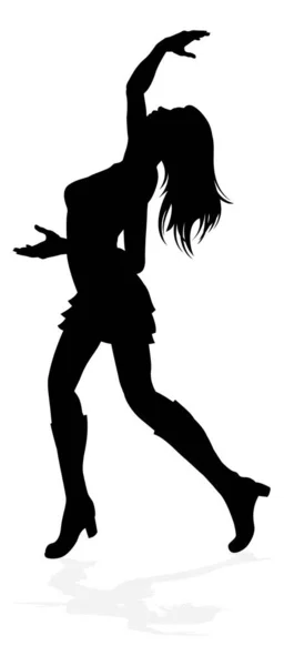 Een Jonge Vrouw Silhouet Dansend Als Een Nachtclub Een Ander — Stockvector