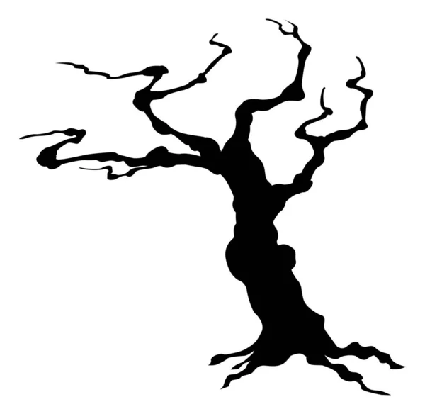 シルエットの不気味なハロウィーンツリー — ストックベクタ
