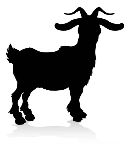 Farm Animal Silhouette Ram Goat — Stock Vector