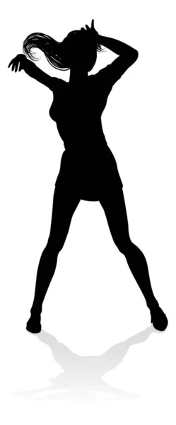 Una Bailarina Bailando Silueta — Vector de stock