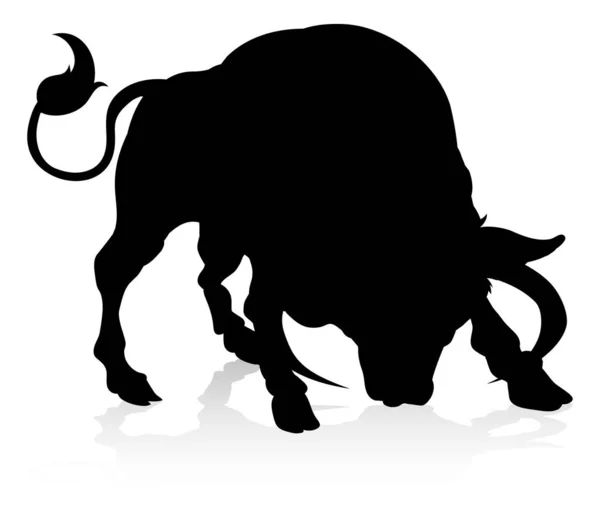 Farm Animal Silhouette Bull Cow — Stock Vector