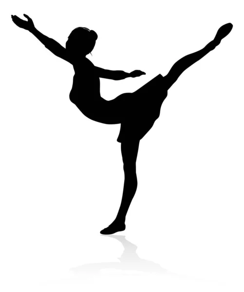 Mulher Dançarina Balé Silhueta Dançando Posição Posada —  Vetores de Stock