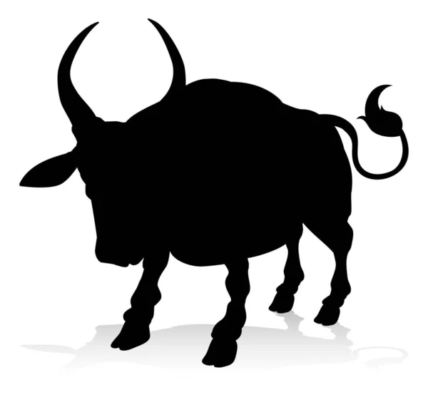 Tiersilhouette Eines Ochsen Oder Bisons — Stockvektor
