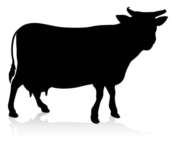 Farm Animal Silhouette Cow — Stock Vector
