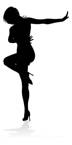 Una Ballerina Che Balla Nella Silhouette — Vettoriale Stock