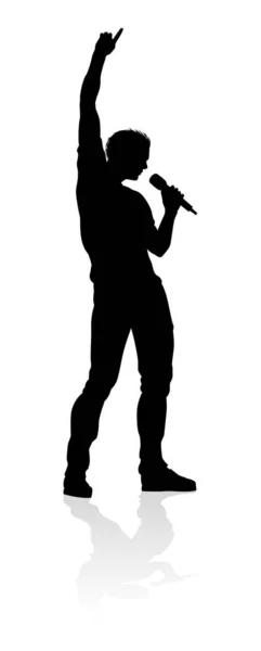 Chanteuse Pop Country Rock Star Rappeur Hiphop Chanteuse Chanteuse Silhouette — Image vectorielle
