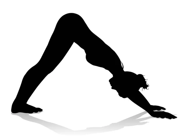Een Silhouet Van Een Vrouw Een Yoga Pilates Poseren — Stockvector