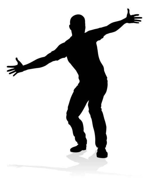 Чоловіча Вулична Танцювальна Хіп Хоп Танцівниця Силуеті — стоковий вектор