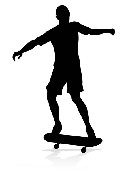 Silueta Skateboarder Muy Alta Calidad Muy Detallada — Archivo Imágenes Vectoriales