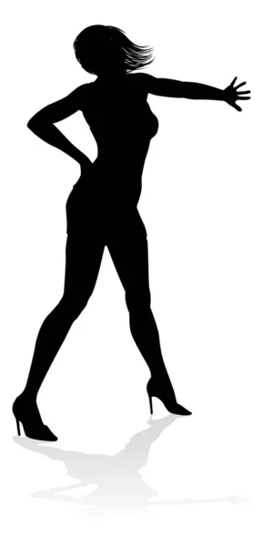 Eine Tänzerin Tanzt Silhouette — Stockvektor
