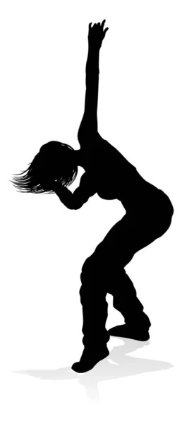 Жінка Вуличний Танець Хіп Хоп Танцівниця Силуеті — стоковий вектор