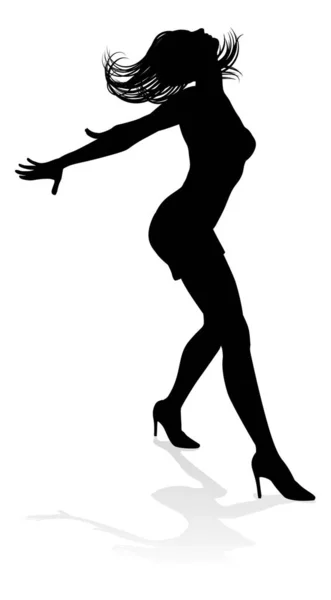 シルエットで踊る女性ダンサー — ストックベクタ