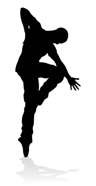 Manlig Streetdance Hip Hop Dansare Silhouette — Stock vektor