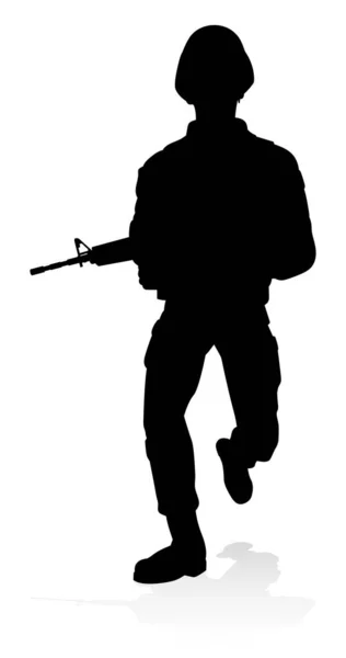 Silhouette Militaire Armée Armée Soldat Graphique — Image vectorielle